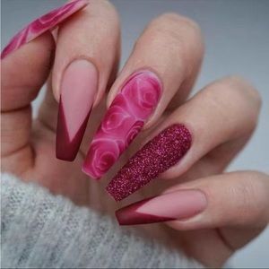Rosey Mashup - Nail Junkie - full artificial nail set